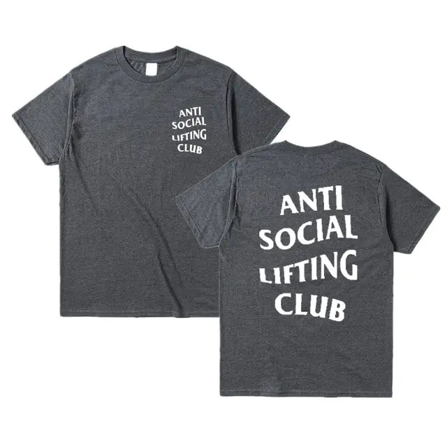 Anti-Social Lifting Club T Shirt Exercise Fitness Letters