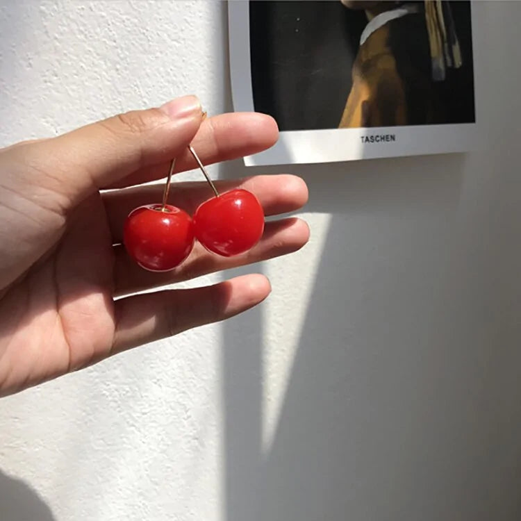 MENGJIQIAO 2019 New Cherry Shaped Drop Earrings For Women Sweet Girls Cute Brincos Pendientes