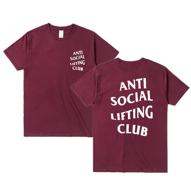 Anti-Social Lifting Club T Shirt Exercise Fitness Letters