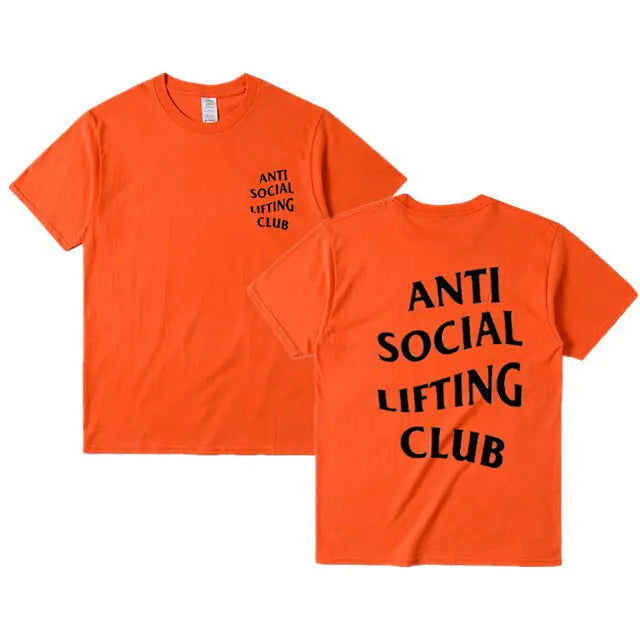 Anti-Social Lifting Club T Shirt Exercise Fitness Letters