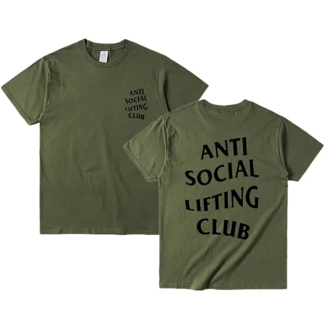 Anti-Social Lifting Club T Shirt Exercise Fitness Letters