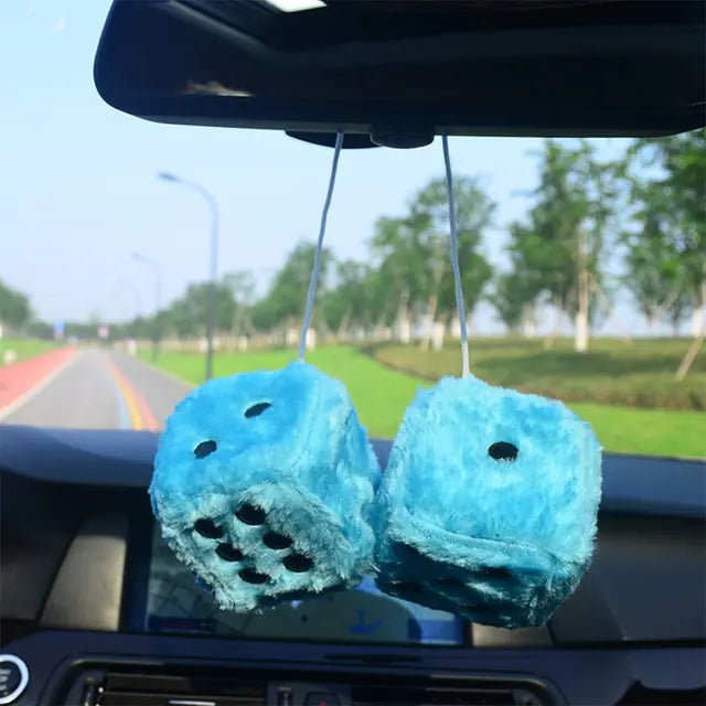 Fuzzy Plush Dice Car Accessory