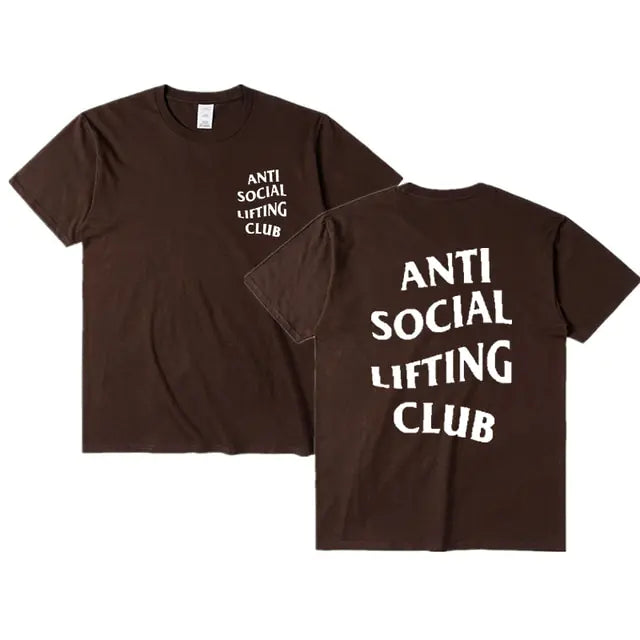 Anti-Social Lifting Club T Shirt Exercise Fitness Letters