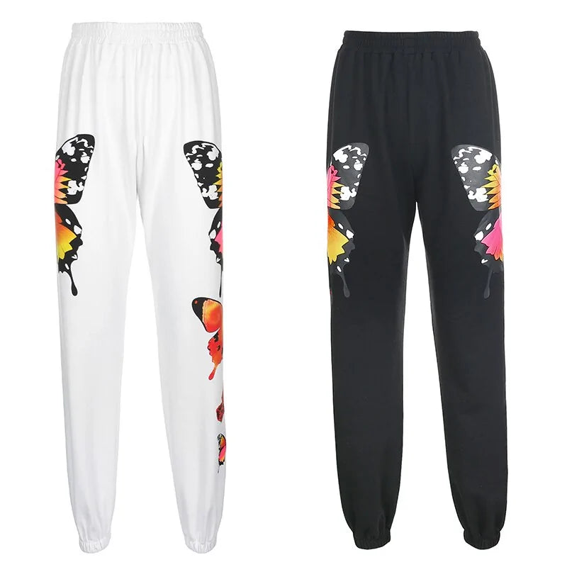 Stylish Butterfly Print Streetwear Tracksuit Set