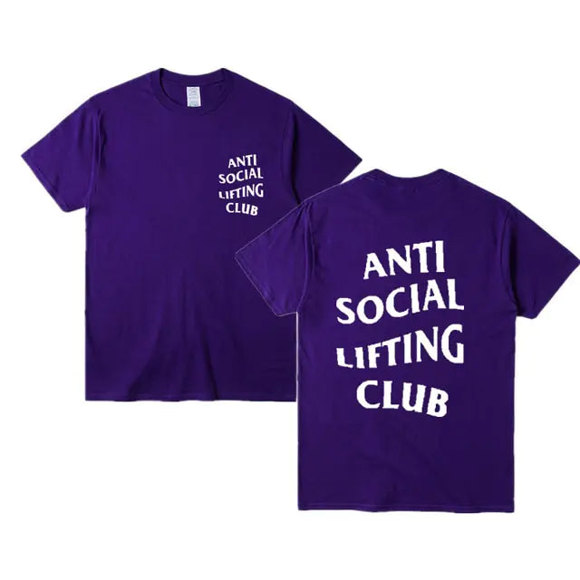 Anti-Social Lifting Club T Shirt Exercise Fitness Letters