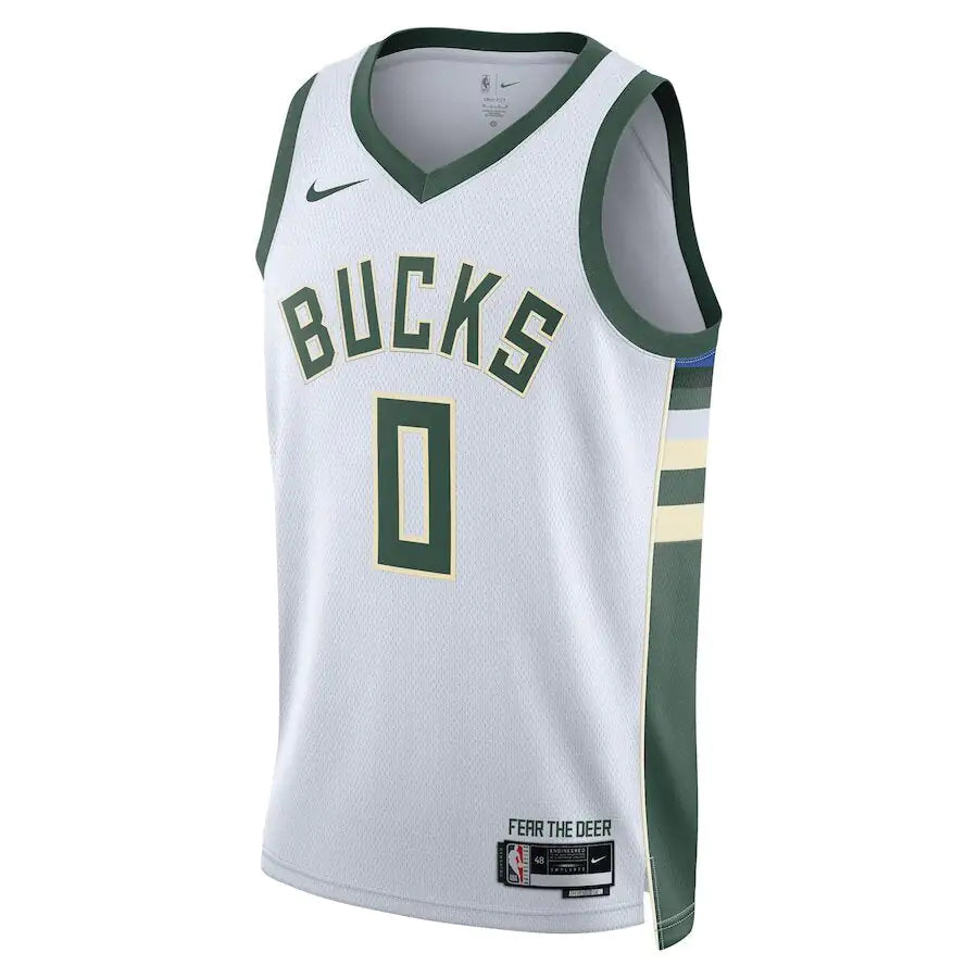 Men's Milwaukee Bucks Damian Lillard White Jersey