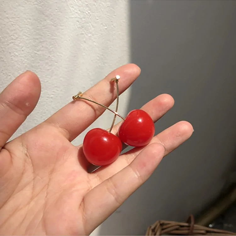 MENGJIQIAO 2019 New Cherry Shaped Drop Earrings For Women Sweet Girls Cute Brincos Pendientes