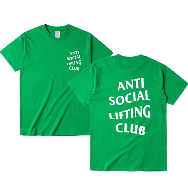 Anti-Social Lifting Club T Shirt Exercise Fitness Letters