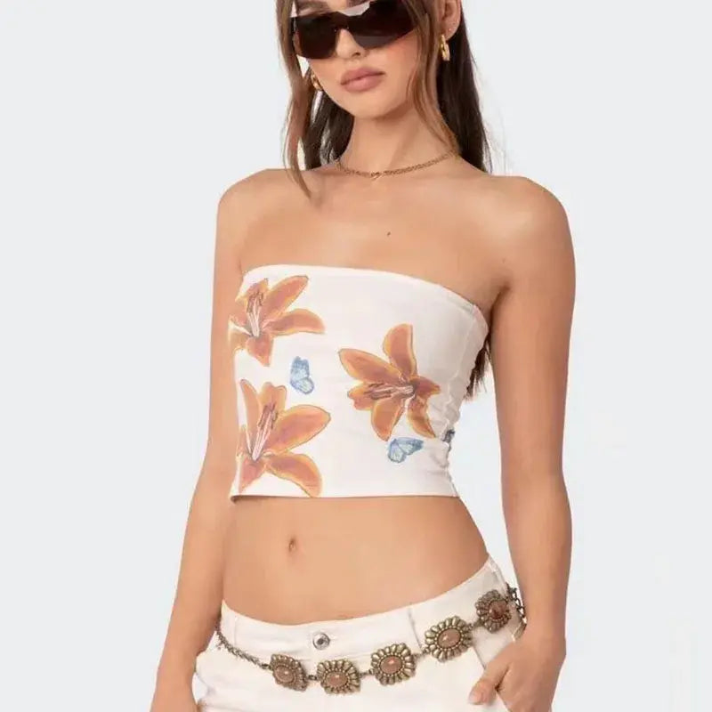 Aesthetic Style Flower White Hot Girl Streetwear