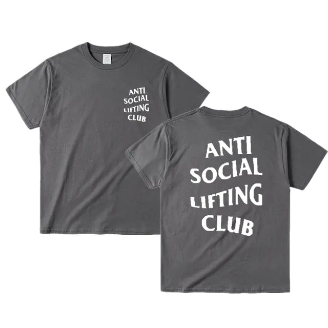 Anti-Social Lifting Club T Shirt Exercise Fitness Letters