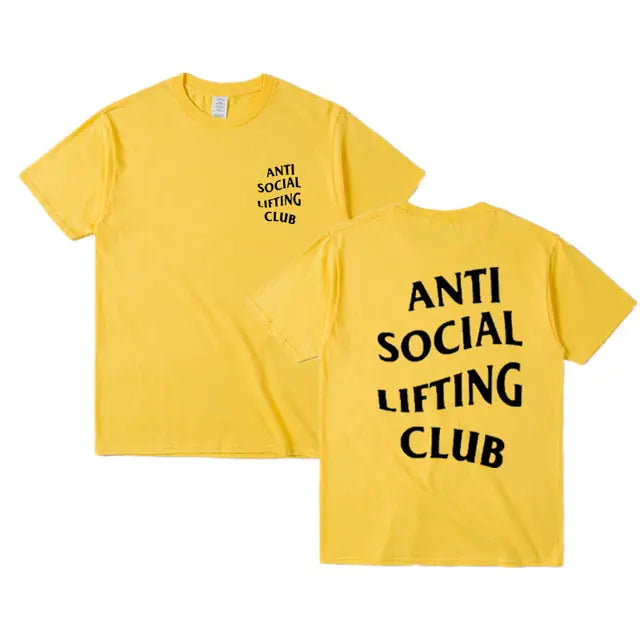 Anti-Social Lifting Club T Shirt Exercise Fitness Letters