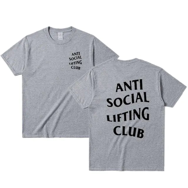 Anti-Social Lifting Club T Shirt Exercise Fitness Letters