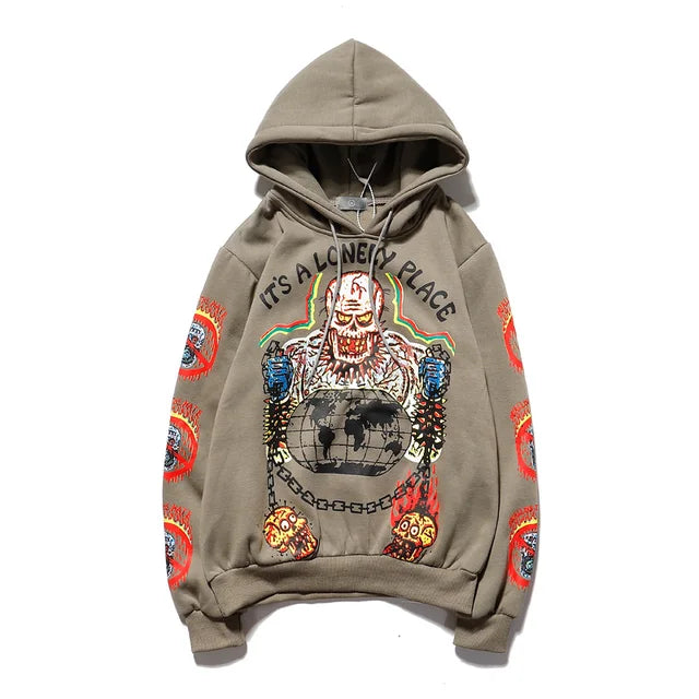 Kayne Fleece Skull Graffiti Men's Sweatshirt