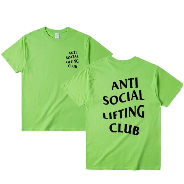 Anti-Social Lifting Club T Shirt Exercise Fitness Letters