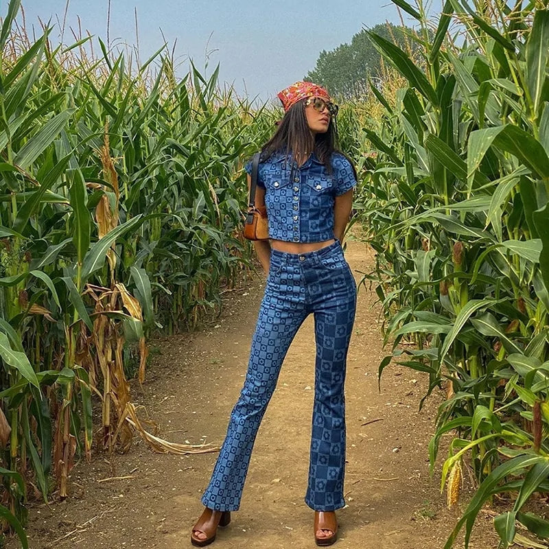 90s Vintage Retro Girls Denim T-Shirt