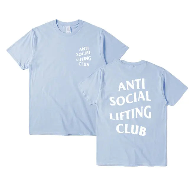 Anti-Social Lifting Club T Shirt Exercise Fitness Letters