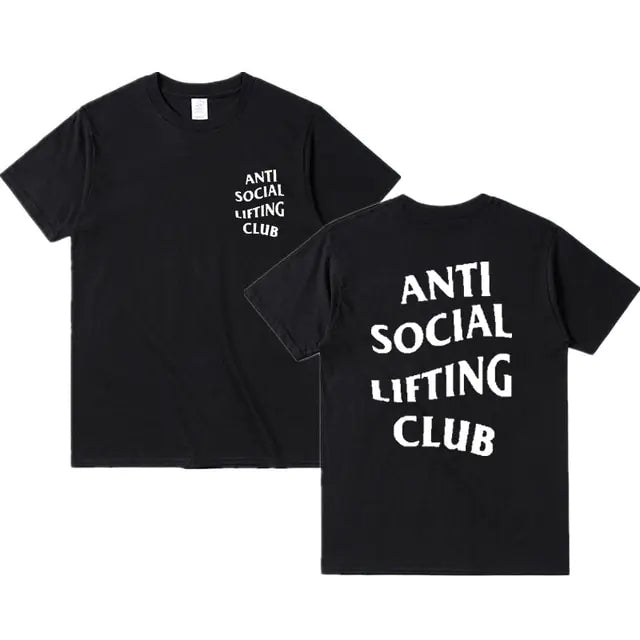 Anti-Social Lifting Club T Shirt Exercise Fitness Letters