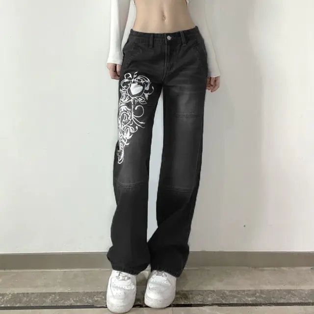 Jeans Pocket Streetwear Retro Trousers