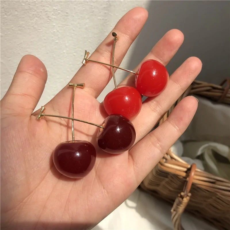 MENGJIQIAO 2019 New Cherry Shaped Drop Earrings For Women Sweet Girls Cute Brincos Pendientes