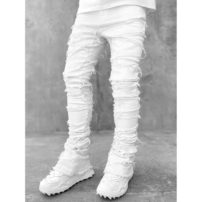 Vintage Ripped Straight Leg Denim Jeans