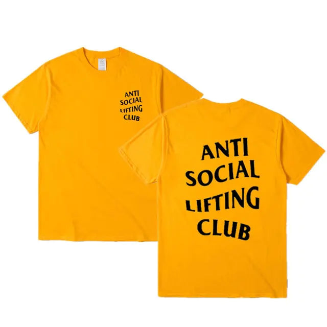 Anti-Social Lifting Club T Shirt Exercise Fitness Letters