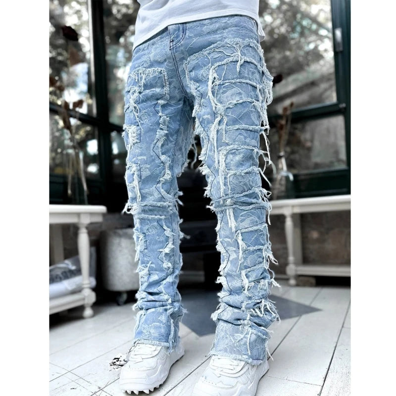 Vintage Ripped Straight Leg Denim Jeans