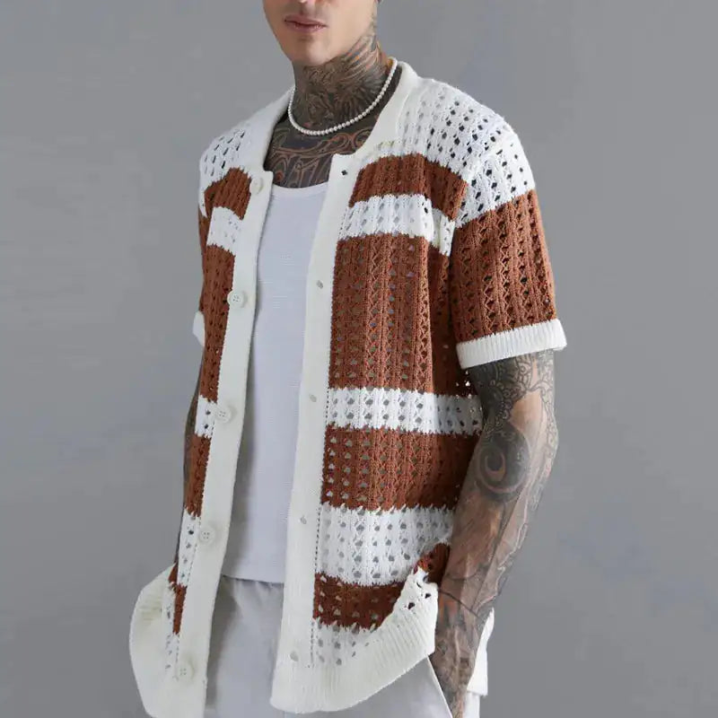 Designer Patchwork Knit Shirt