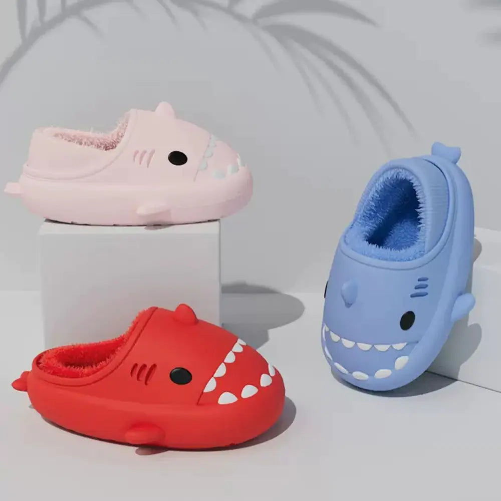 Comwarm Plush Shark Slippers For Women Men