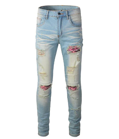 Pink Patch Ripped Jeans