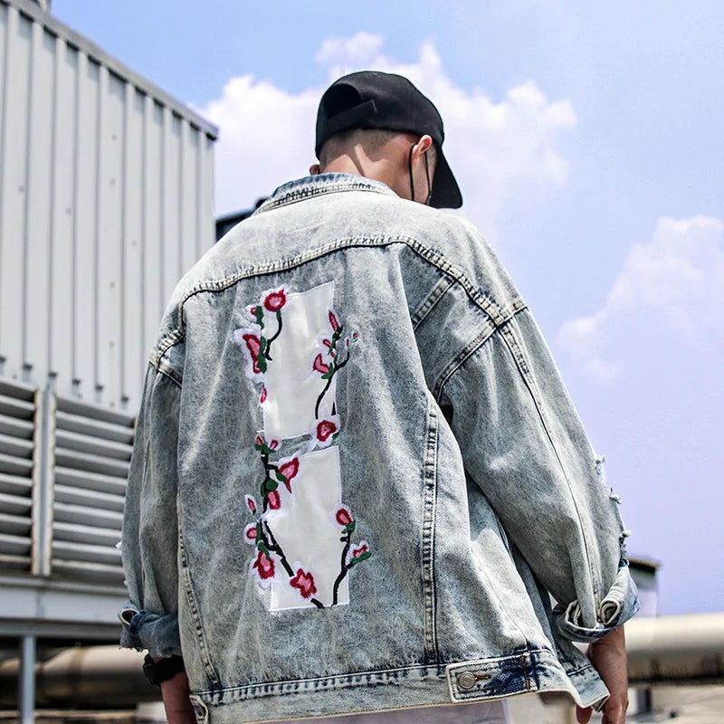 Flower Embroidery Jeans Coats Jacket