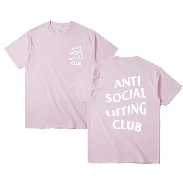 Anti-Social Lifting Club T Shirt Exercise Fitness Letters