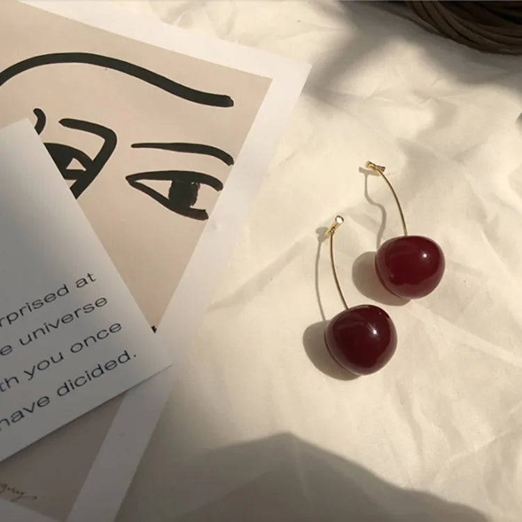 MENGJIQIAO 2019 New Cherry Shaped Drop Earrings For Women Sweet Girls Cute Brincos Pendientes