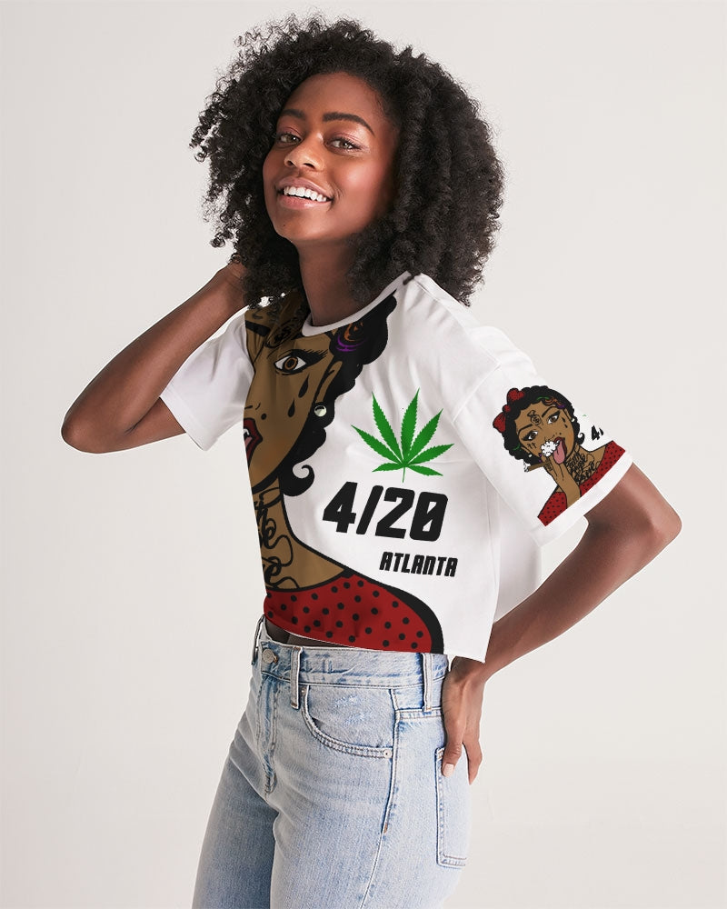 DEVEREDGE 420 ATLANTA FUNGIRL Women's All-Over Print Lounge Cropped Tee