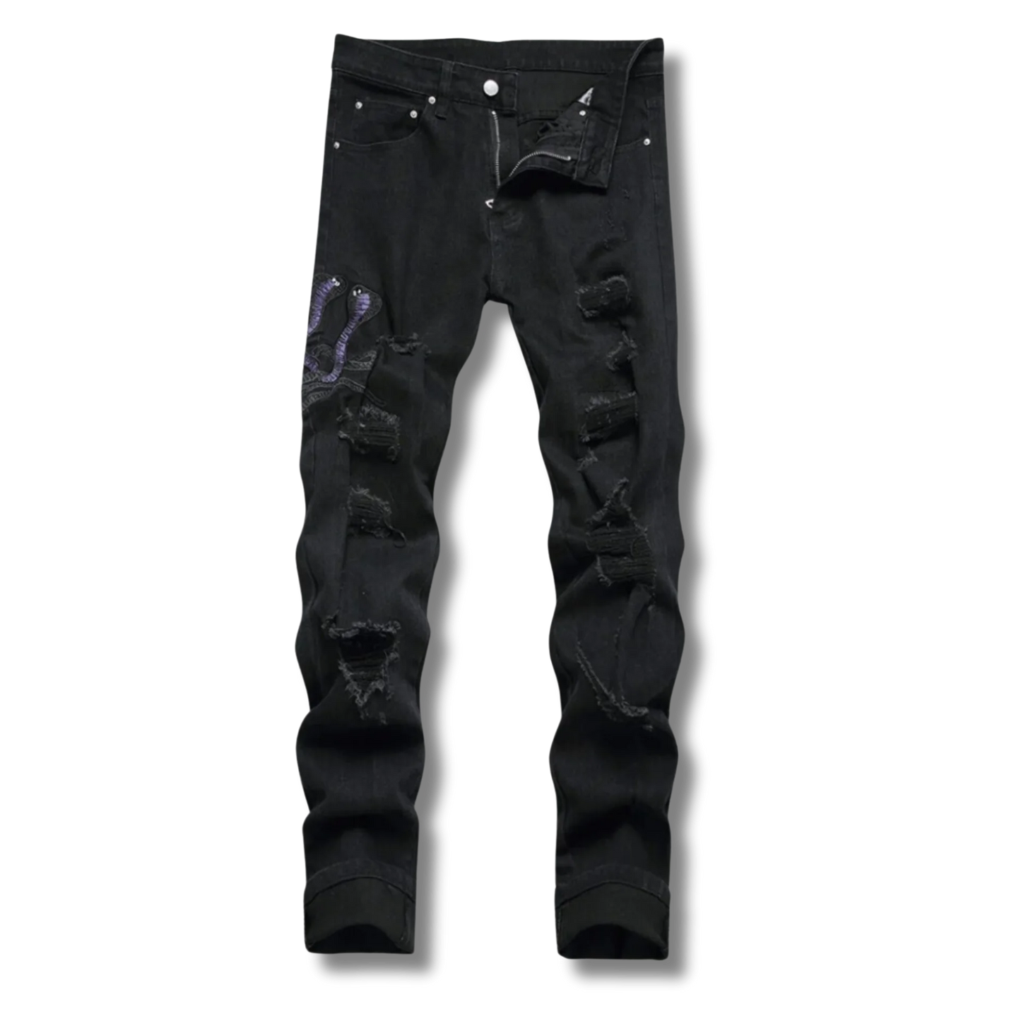 Black Python Jeans