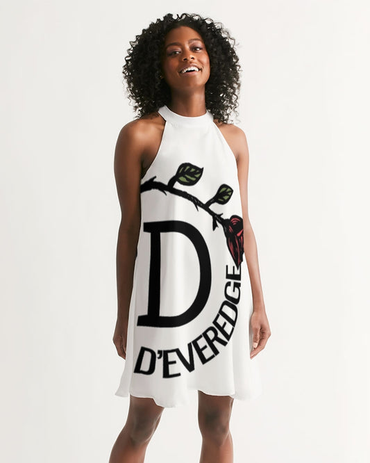 DEVEREDGE ROSE COLLECTION Women's All-Over Print Halter Dress