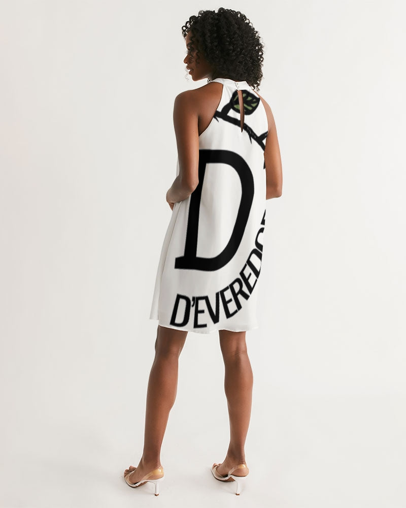 DEVEREDGE ROSE COLLECTION Women's All-Over Print Halter Dress